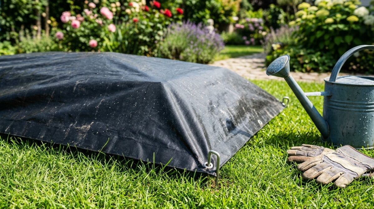 entdecken Sie die mühelose Methode, um Ihren Rasen mit Solarfolie in ein wunderschönes Blumenbeet zu verwandeln, ohne anstrengend umzugraben