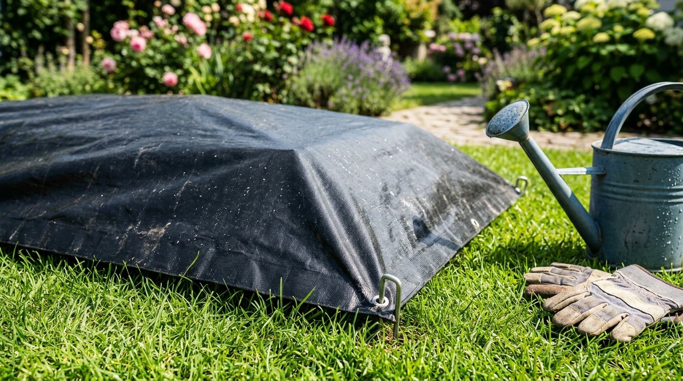 entdecken Sie die mühelose Methode, um Ihren Rasen mit Solarfolie in ein wunderschönes Blumenbeet zu verwandeln, ohne anstrengend umzugraben