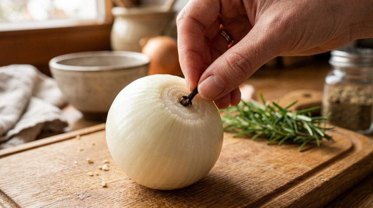 entdecken Sie den traditionellen Großmutter-Trick: warum eine Gewürznelke in der Zwiebel den Geschmack Ihrer Gerichte perfekt verfeinert